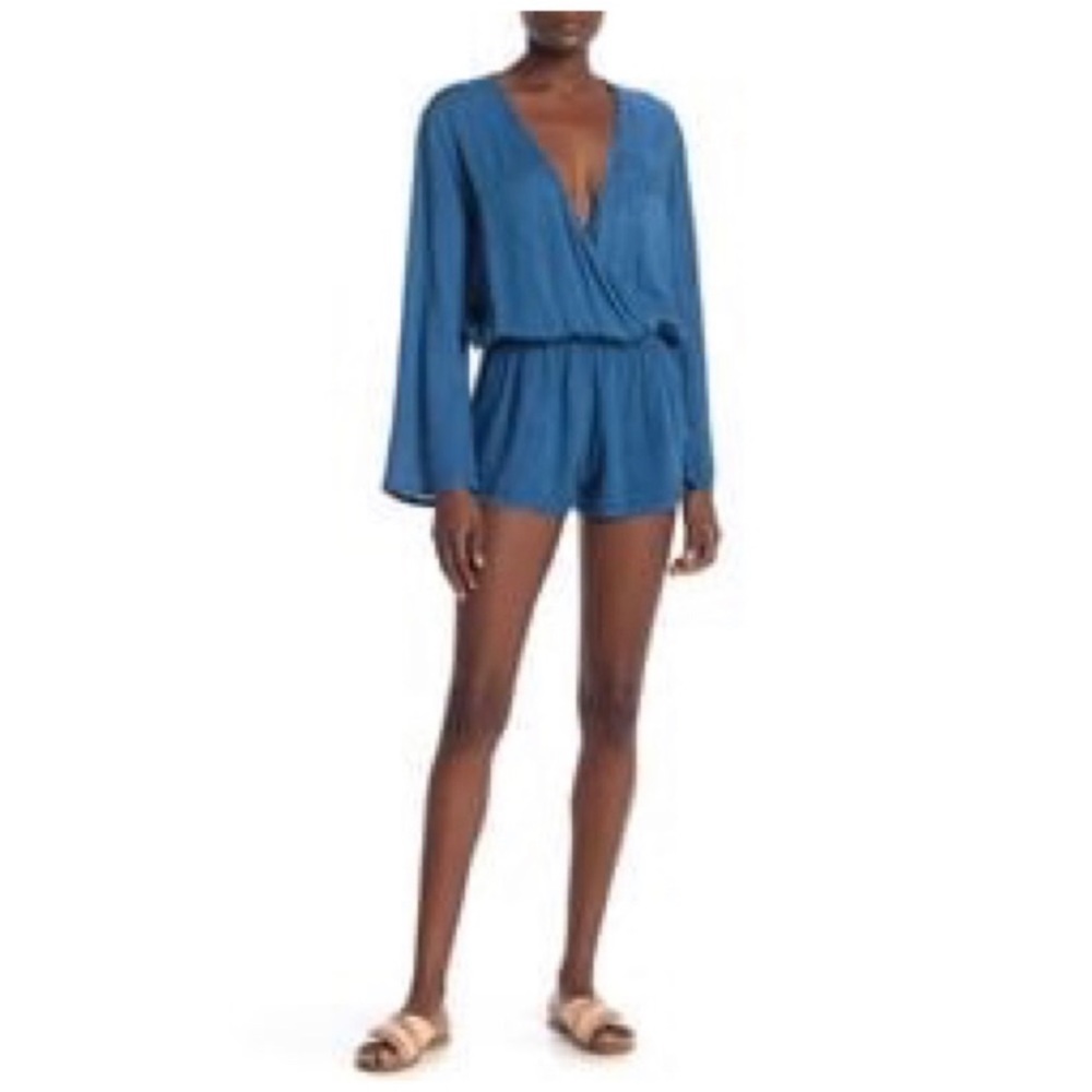 Boho Me Bell Sleeve Acid Wash Cover Up Romper